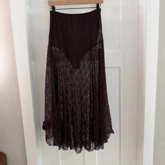 Ronny Kobo Dresses & Skirts - Ronny Kobo x FashionPass Brown Sheer Lace Maxi Skirt L Boho Ethereal Whimsygoth